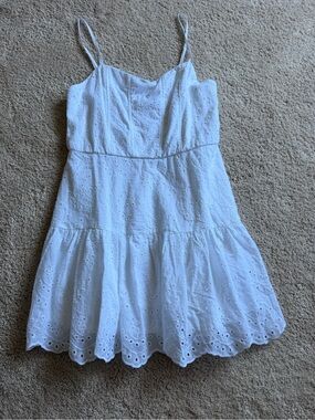 Classic White Eyelet Spaghetti-Strap Dress